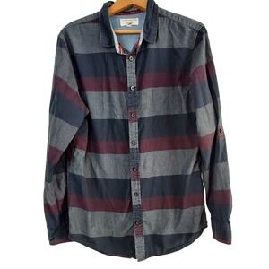 Triple Five Soul NYC Mens Striped Long Sleeve Button Down Shirt Medium Y2K style